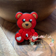 Load image into Gallery viewer, Red Bear Silicone Focal Bead Beads
