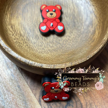 Load image into Gallery viewer, Red Bear Silicone Focal Bead Beads
