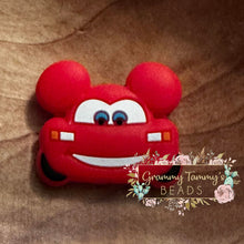 Load image into Gallery viewer, Red Car With Eyes Silicone Focal Bead Beads
