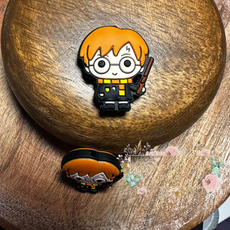 Red Headed Boy With Glasses Silicone Focal Bead Beads