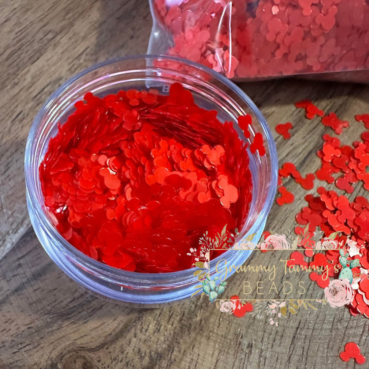 Red Metallic Mouse Head Shape Glitter - 6 Grams/20 Grams Grams