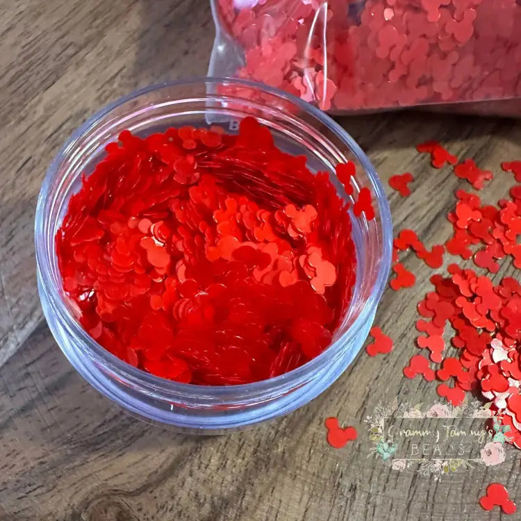Red Metallic Mouse Head Shape Glitter - 6 Grams/20 Grams Grams