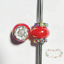 Load image into Gallery viewer, Red Rhinestone Pearl Spacer Beads Rhinestone Pearl Spacers
