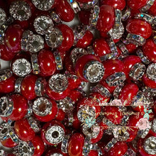 Load image into Gallery viewer, Red Rhinestone Pearl Spacer Beads Spacers
