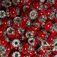 Load image into Gallery viewer, Red Rhinestone Pearl Spacer Beads Spacers
