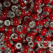 Load image into Gallery viewer, Red Rhinestone Pearl Spacer Beads Spacers
