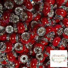 Load image into Gallery viewer, Red Rhinestone Pearl Spacer Beads Spacers
