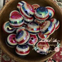 Load image into Gallery viewer, Red White &amp; Blue Stripes - Shiny 20Mm Acyrlic Beads
