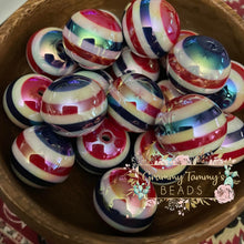 Load image into Gallery viewer, Red White &amp; Blue Stripes - Shiny 20Mm Acyrlic Beads
