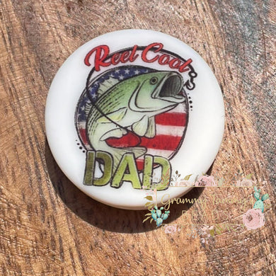 Reel Cool Dad Flat Round Silicone Bead Focal