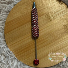 Load image into Gallery viewer, Rhinestone Beadable Pens - Red/Silver Swirl Beadable Pen
