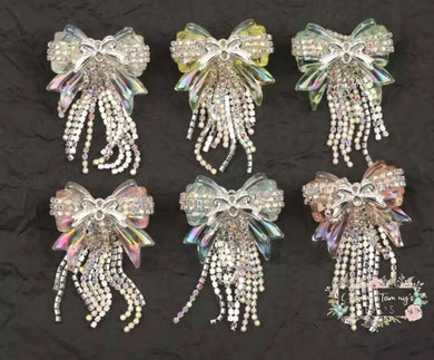 Rhinestone Bow Bead with Chains - 1 Count Rhinestone Bow with chains