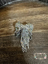 Load image into Gallery viewer, Rhinestone Bow Bead with Chains - 1 Count Silver/Blue Rhinestone Bow with chains
