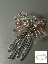 Load image into Gallery viewer, Rhinestone Bow Bead with Chains - 1 Count Silver/Tan Rhinestone Bow with chains

