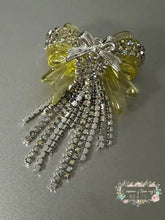 Load image into Gallery viewer, Rhinestone Bow Bead with Chains - 1 Count Silver/Yellow Rhinestone Bow with chains
