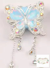 Load image into Gallery viewer, Rhinestone Butterfly with Chains Flouresent Blue Fancy Butterfly
