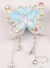 Load image into Gallery viewer, Rhinestone Butterfly with Chains Flouresent Blue Fancy Butterfly
