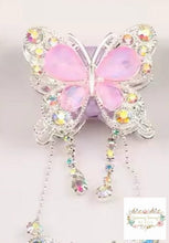Load image into Gallery viewer, Rhinestone Butterfly with Chains Flouresent Pink Fancy Butterfly
