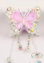 Load image into Gallery viewer, Rhinestone Butterfly with Chains Flouresent Pink Fancy Butterfly
