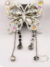 Load image into Gallery viewer, Rhinestone Butterfly with Chains Black Fancy Butterfly
