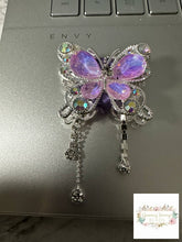 Load image into Gallery viewer, Rhinestone Butterfly Bead with Chains - 1 Count Purple Fancy Butterfly
