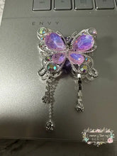 Load image into Gallery viewer, Rhinestone Butterfly Bead with Chains - 1 Count Purple Fancy Butterfly
