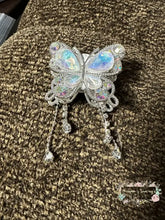 Load image into Gallery viewer, Rhinestone Butterfly Bead with Chains - 1 Count White Fancy Butterfly
