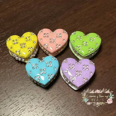 Rhinestone Designer Inspired Beads - Assorted Colors Available Rhinestone Heart