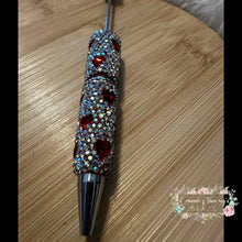 Load image into Gallery viewer, Rhinestone Heart Crystal Beadable Pens - Red Color Hearts Beadable Pen
