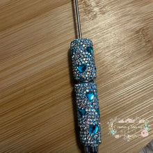 Load image into Gallery viewer, Rhinestone Heart Crystal Beadable Pens - Tiffany Color Beadable Pen
