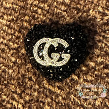 Load image into Gallery viewer, Rhinestone Heart GiGi Acrylic Beads - Black Rhinestone Heart

