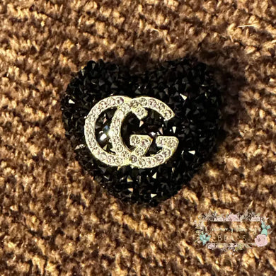 Rhinestone Heart GiGi Acrylic Beads - Black Rhinestone Heart