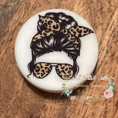 Sassy Lady Flat Round Silicone Focal Bead