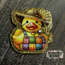 Load image into Gallery viewer, Scarecrow Duck - Gold Glittery Flatback Glitter Flatback
