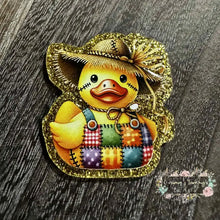 Load image into Gallery viewer, Scarecrow Duck - Gold Glittery Flatback Glitter Flatback
