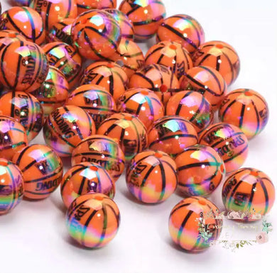 Shiny Basketball Beads - 5 Count Basketball Beads