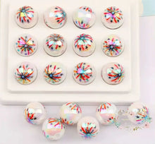 Load image into Gallery viewer, Shiny Firework Red White &amp; Blue 16mm Acrylic Beads - 5 Count 16mm Acrylic Beads
