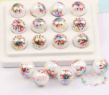 Load image into Gallery viewer, Shiny Firework Red White &amp; Blue 16mm Acrylic Beads - 5 Count 16mm Acrylic Beads
