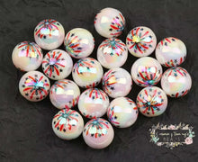 Load image into Gallery viewer, Shiny Firework Red White &amp; Blue 16mm Acrylic Beads - 5 Count 16mm Acrylic Beads

