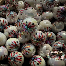 Load image into Gallery viewer, Shiny Firework Red White &amp; Blue 16mm Acrylic Beads - 5 Count 16mm Acrylic Beads

