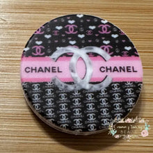 Load image into Gallery viewer, SILICONE FOCAL BEAD - Cici Round with Small Hearts &amp; Logo Silicone Focal Bead
