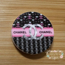 Load image into Gallery viewer, SILICONE FOCAL BEAD - Cici Round with Small Hearts &amp; Logo Silicone Focal Bead
