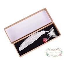 Load image into Gallery viewer, Silver Or Gold Metal Feather Bookmark With 3D Butterfly
