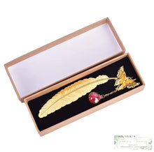 Load image into Gallery viewer, Silver Or Gold Metal Feather Bookmark With 3D Butterfly
