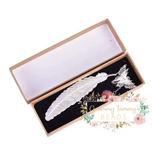 Load image into Gallery viewer, Silver Or Gold Metal Feather Bookmark With 3D Butterfly
