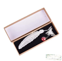 Load image into Gallery viewer, Silver Or Gold Metal Feather Bookmark With 3D Butterfly
