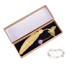 Load image into Gallery viewer, Silver Or Gold Metal Feather Bookmark With 3D Butterfly
