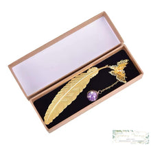 Load image into Gallery viewer, Silver Or Gold Metal Feather Bookmark With 3D Butterfly
