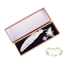 Load image into Gallery viewer, Silver Or Gold Metal Feather Bookmark With 3D Butterfly
