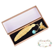 Load image into Gallery viewer, Silver Or Gold Metal Feather Bookmark With 3D Butterfly
